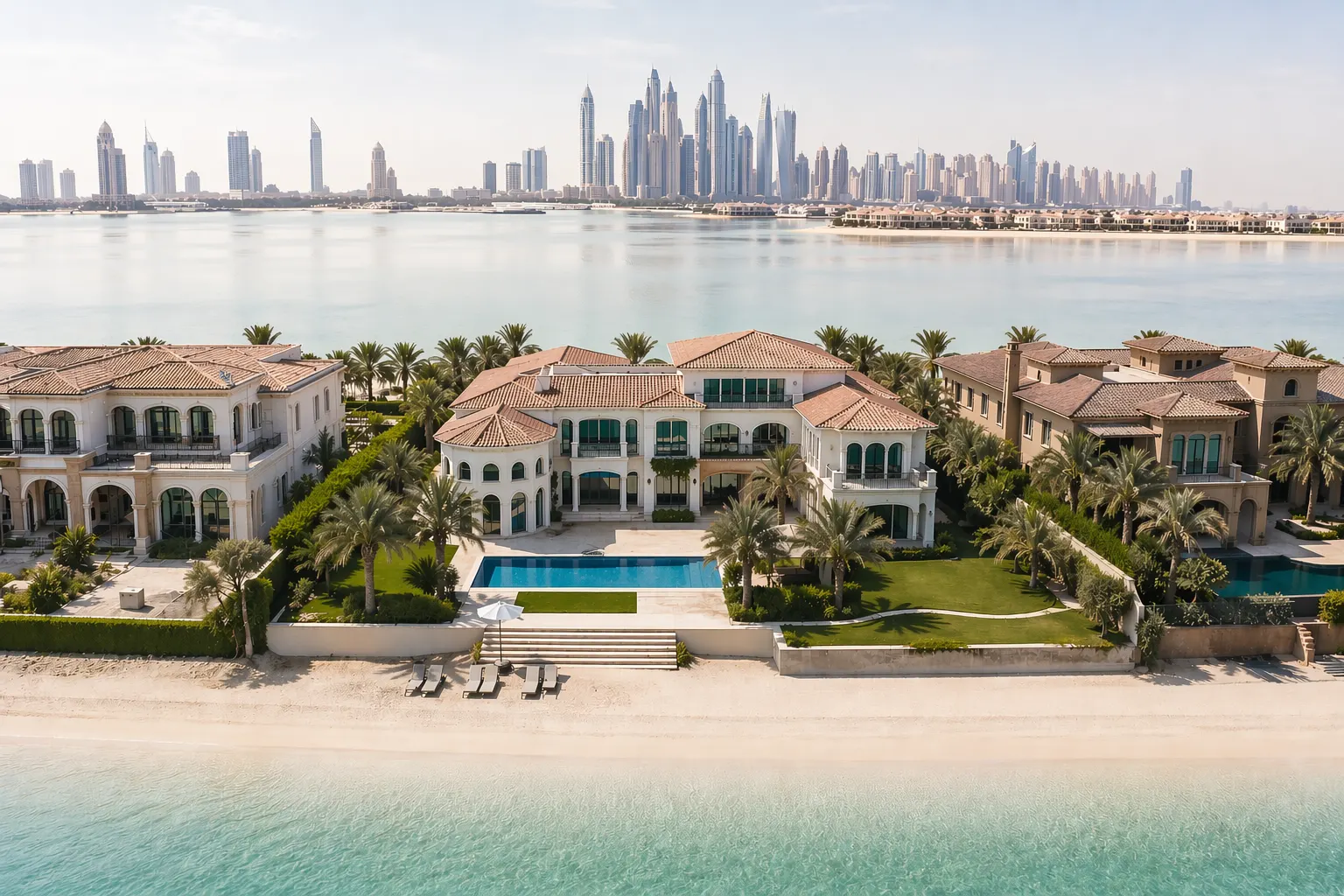 Luxury villa on Palm Jumeirah with a private pool and direct access to the beach.